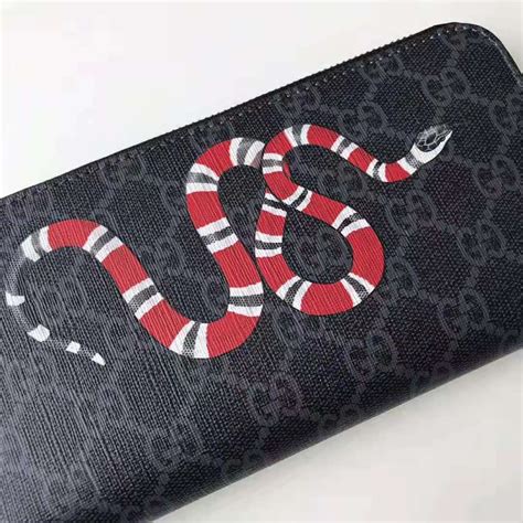 gucci gg supreme zip around wallet|Gucci snake wallet men's.